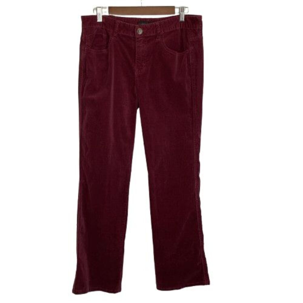 Calvin Klein Womens‎ Corduroy Pants Size 12 Maroon Straight Leg Mid Rise Western